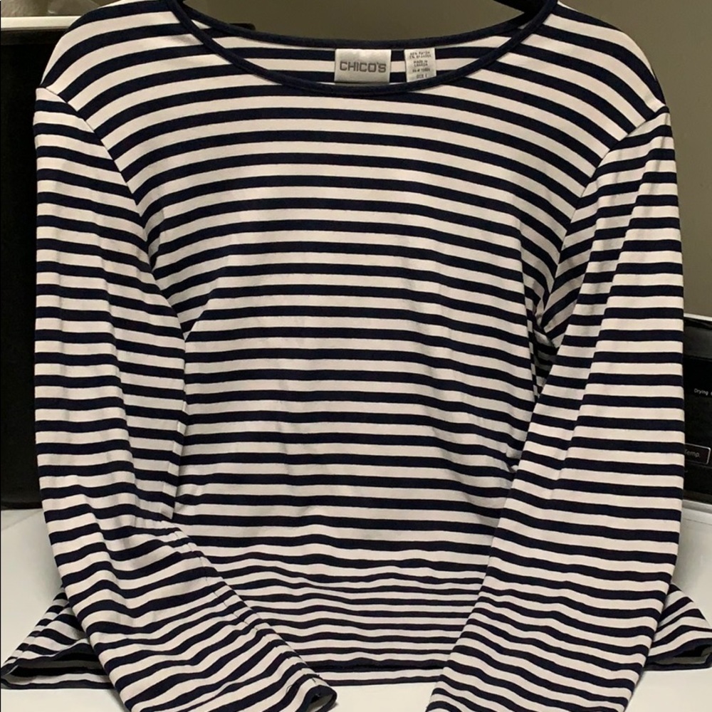 Chico’s Navy Stripe Top